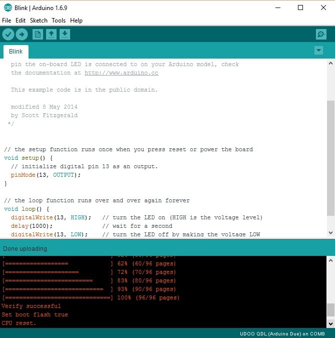 Arduino IDE 1.6.9 supported by UDOO NEO, DUAL and QUAD